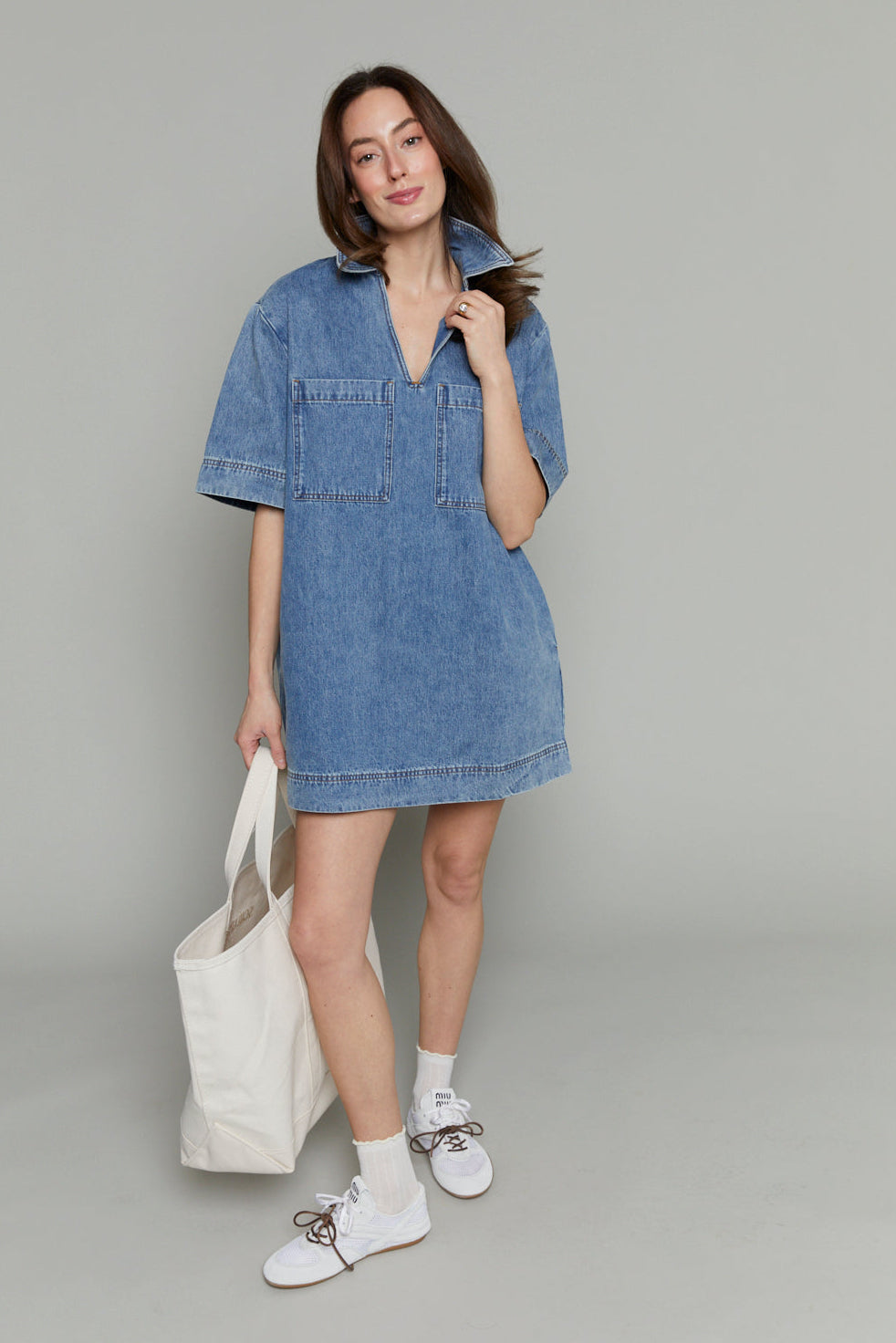 Daisy V-Neck Denim Mini Dress No. 14 Daisy V-Neck Denim Mini Dress No. 14