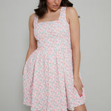 Pearla Pleated Textured Bow Fit & Flare Dress