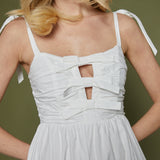 Larsen Bow Front Midi Dress - White
