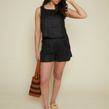 Antonia Cropped Linen Top