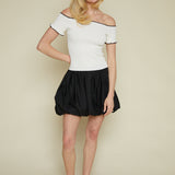 Nora Bubble Hem Mini Skirt - Black