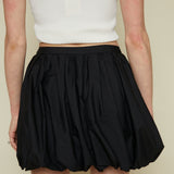 Nora Bubble Hem Mini Skirt - Black