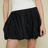 Nora Bubble Hem Mini Skirt - Black