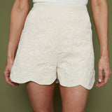 Pearl Denim Jacquard Scallop Hem Shorts