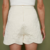 Pearl Denim Jacquard Scallop Hem Shorts