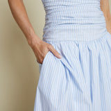 Makenna Drop Waist Stripe Midi Dress