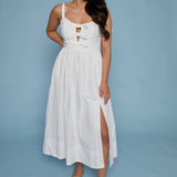 Larsen Bow Front Midi Dress - White