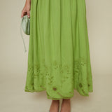 Anna Embroidered Scalloped Midi Dress
