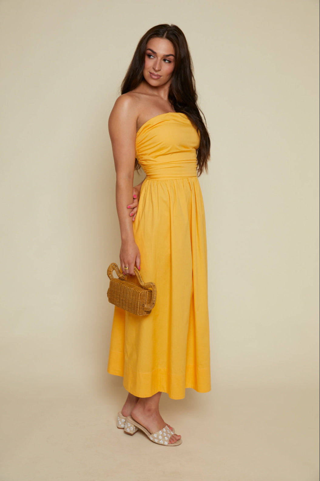 papaya midi dress Papaya Petite Yellow Floral Sweetheart Neck Midi Dress - 6