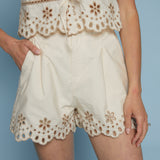 Arlo Pleated Eyelet Shorts