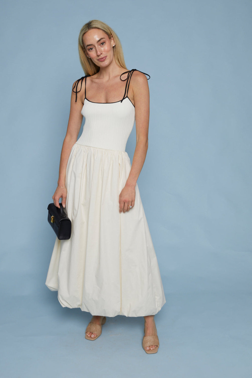 Kianna Bubble Hem Mixed Media Maxi Dress No. 14 Kianna Bubble Hem Mixed Media Maxi Dress No. 14