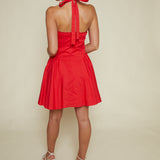 Rihanna Pleated Halter Mini Dress
