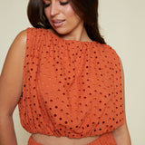 Briley Eyelet Crop Top - Rust