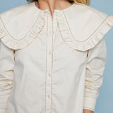 Ava Ruffled Collar Mini Shirt Dress