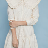 Ava Ruffled Collar Mini Shirt Dress