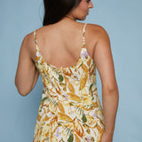 Lulu Tropical Pleated Flare Midi Dress