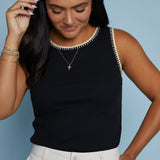 Kane Whipstitch Rib Knit Tank - Black