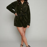 Sabrina Velvet Tie Waist Playsuit