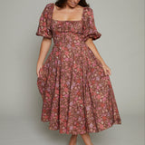 Alessa Floral Puff Sleeve Midi Dress