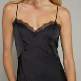 Sia Lace Trim Satin Midi Dress