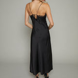 Sia Lace Trim Satin Midi Dress