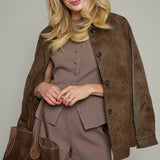 Dominique Belted Leather Jacket