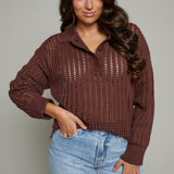 Marney Crochet Polo Sweater