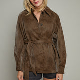 Dominique Belted Leather Jacket