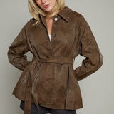 Dominique Belted Leather Jacket