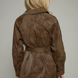 Dominique Belted Leather Jacket