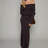 Angel Off The Shoulder Knit Sweater Maxi Dress