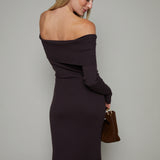 Angel Off The Shoulder Knit Sweater Maxi Dress