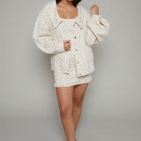 Athena Floral Oversized Denim Jacket - Taupe