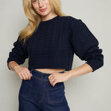 Briar Cropped Knit Sweater - Midnight