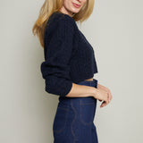 Briar Cropped Knit Sweater - Midnight