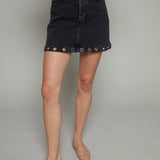 Greta Embellished Eyelet Denim Mini Skirt