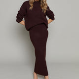 Ryleigh Oversized Crew Neck Sweater - Burgundy
