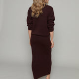 Simone Rib Knit Sweater Skirt - Burgundy