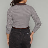Alfie Ribbed Collared Henley Striped Top