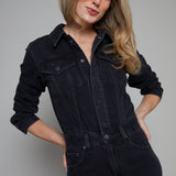Danica Black Denim Wide Leg Jumpsuit