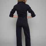 Danica Black Denim Wide Leg Jumpsuit