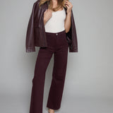 Lana High Rise Wide Leg Jeans - Claret