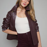 Kelsey Faux Leather Bomber Jacket