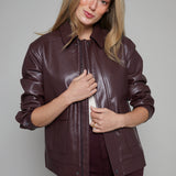 Kelsey Faux Leather Bomber Jacket