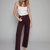 Lana High Rise Wide Leg Jeans - Claret