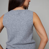 Brooke V Neck Sweater Vest - Heather Grey
