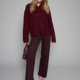 Valentina Chunky V Neck Sweater - Claret