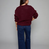 Valentina Chunky V Neck Sweater - Claret