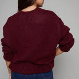 Valentina Chunky V Neck Sweater - Claret