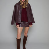 Kelsey Faux Leather Bomber Jacket